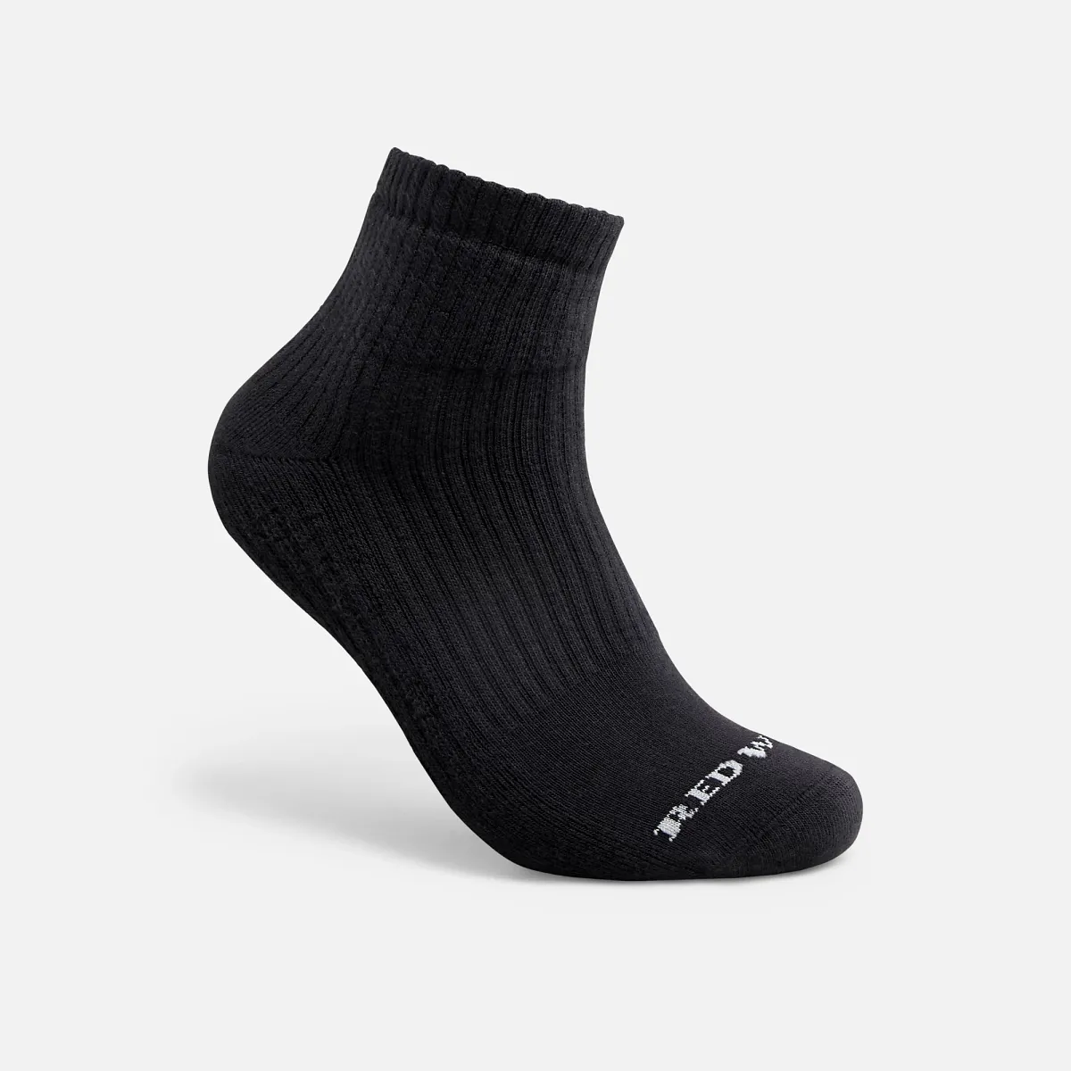 Everyday Work Medium Weight Quarter Crew Unisex Cotton Blend Quarter Crew Sock in Black - Image 2