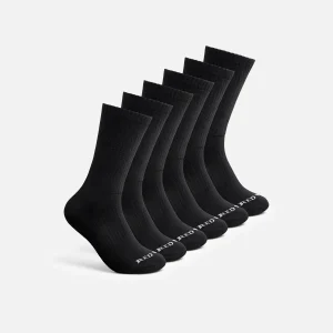 Everyday Work Medium Weight Crew - 6 Pack Unisex Cotton Blend Crew Sock in Black