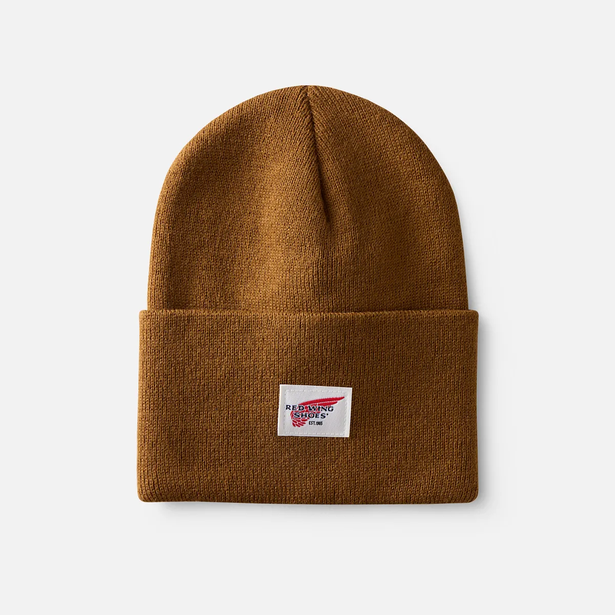 Logo Knit Beanie Hat Unisex Cuffed Beanie Hat in Stone - Image 3