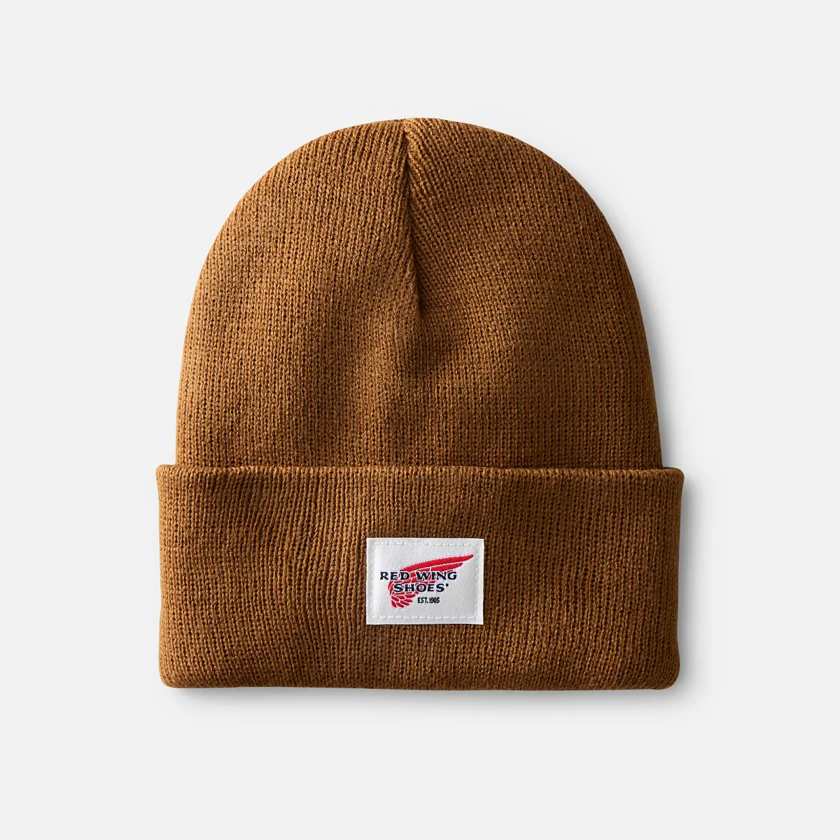 Logo Knit Beanie Hat Unisex Cuffed Beanie Hat in Stone - Image 6