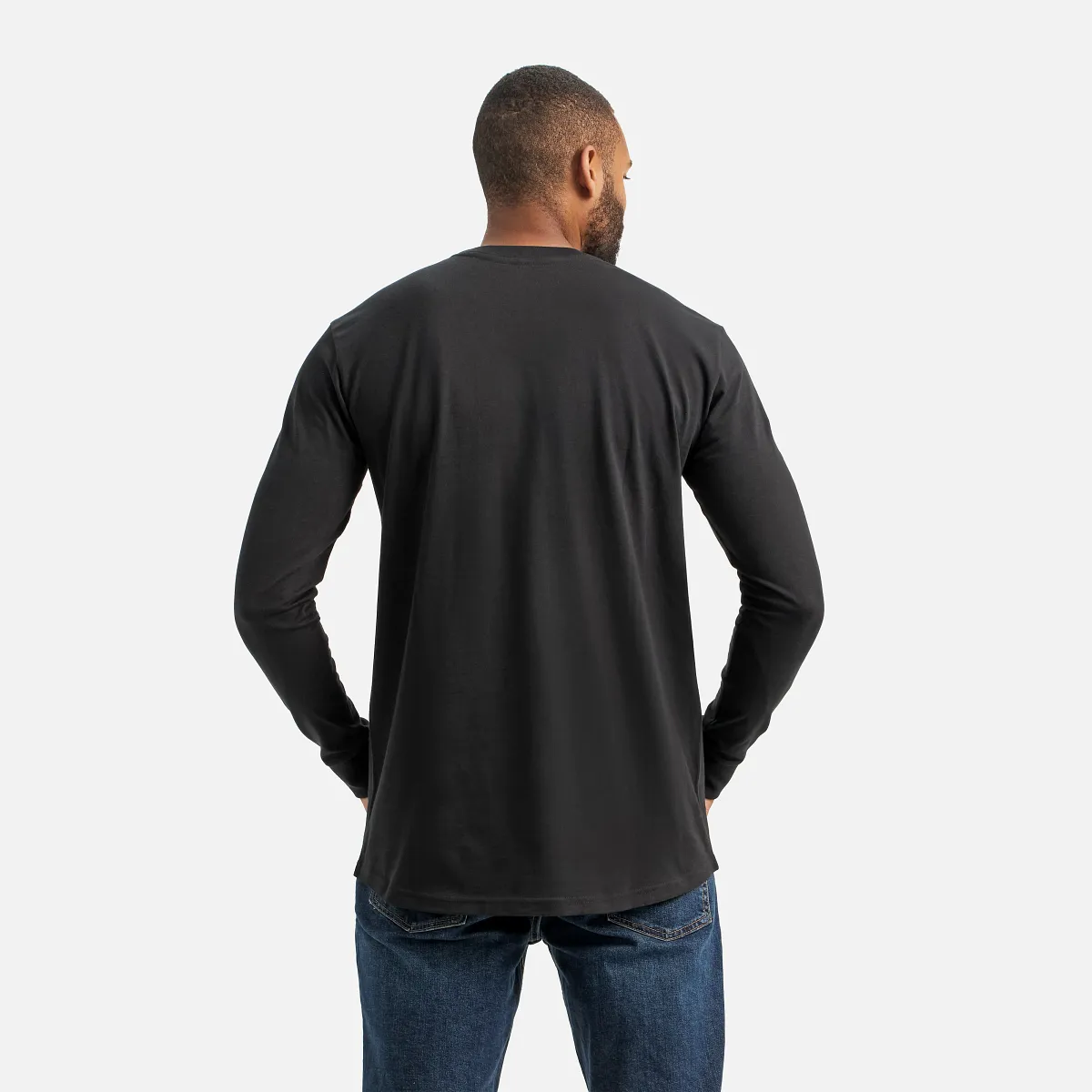 Long Sleeve Pocket T-Shirt with Sleeve Print Men's Long Sleeve T-Shirt in Black - Image 4
