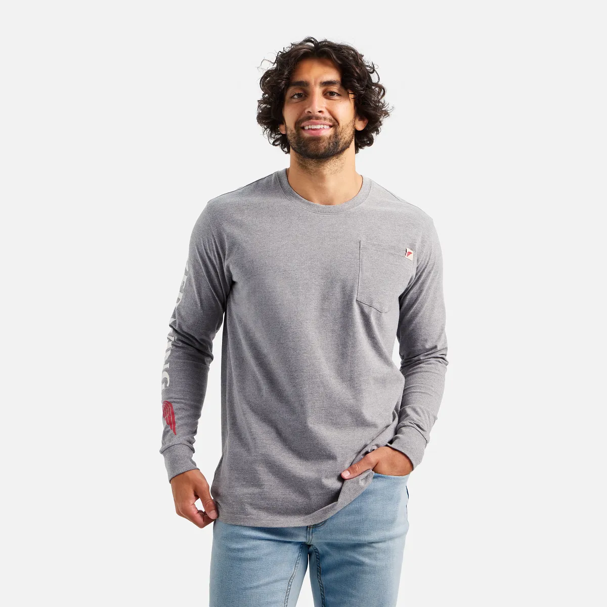 Long Sleeve Pocket T-Shirt with Sleeve Print Men's Long Sleeve T-Shirt in Black - Image 17