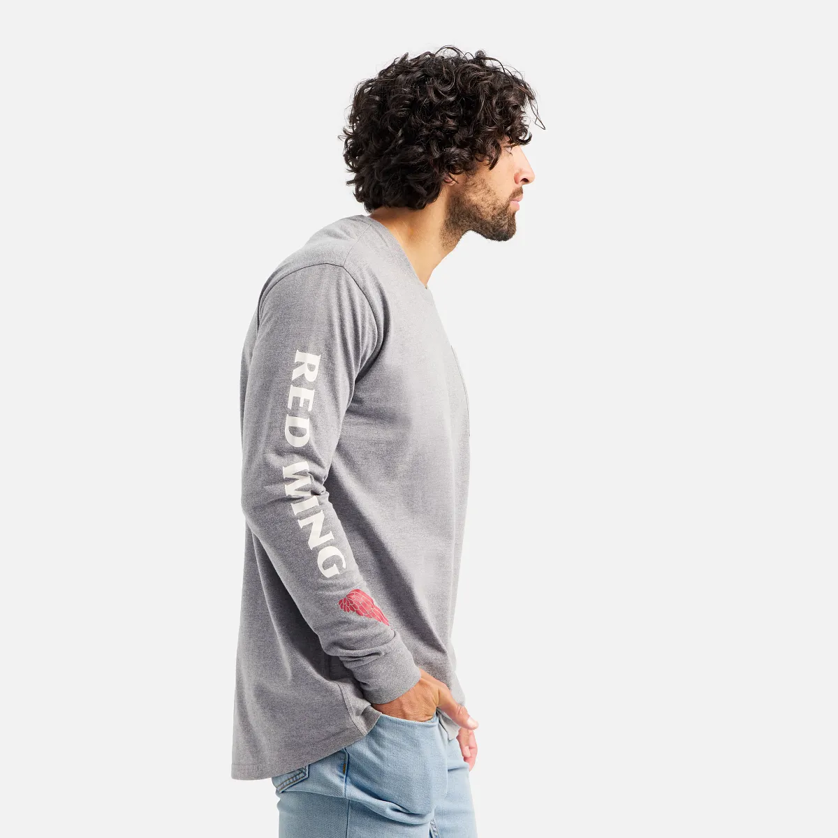 Long Sleeve Pocket T-Shirt with Sleeve Print Men's Long Sleeve T-Shirt in Black - Image 18