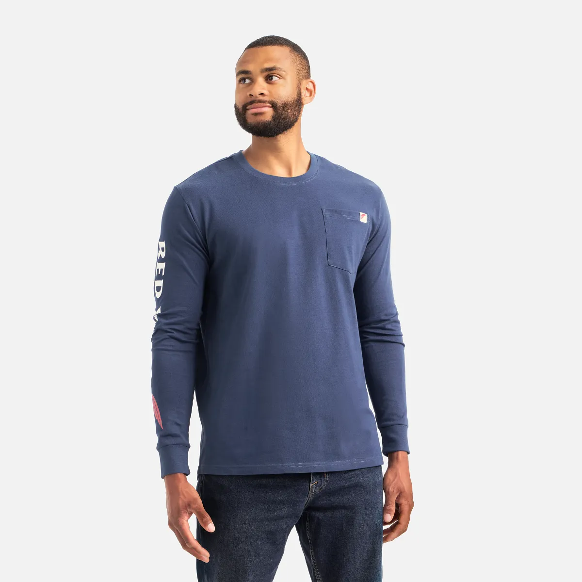 Long Sleeve Pocket T-Shirt with Sleeve Print Men's Long Sleeve T-Shirt in Black - Image 12