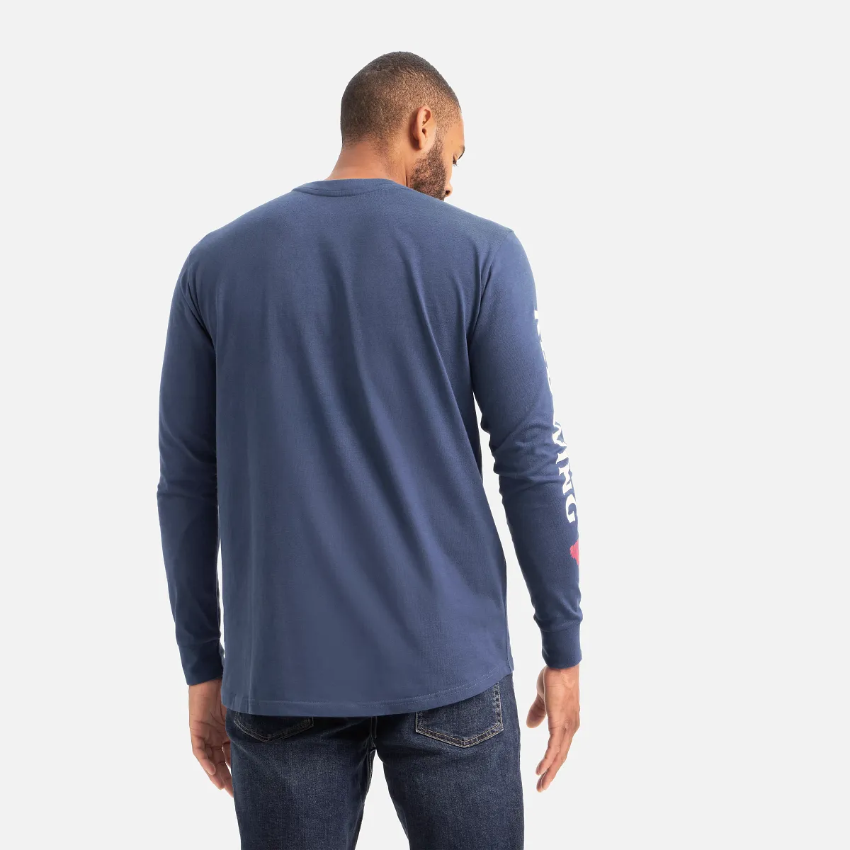 Long Sleeve Pocket T-Shirt with Sleeve Print Men's Long Sleeve T-Shirt in Black - Image 14