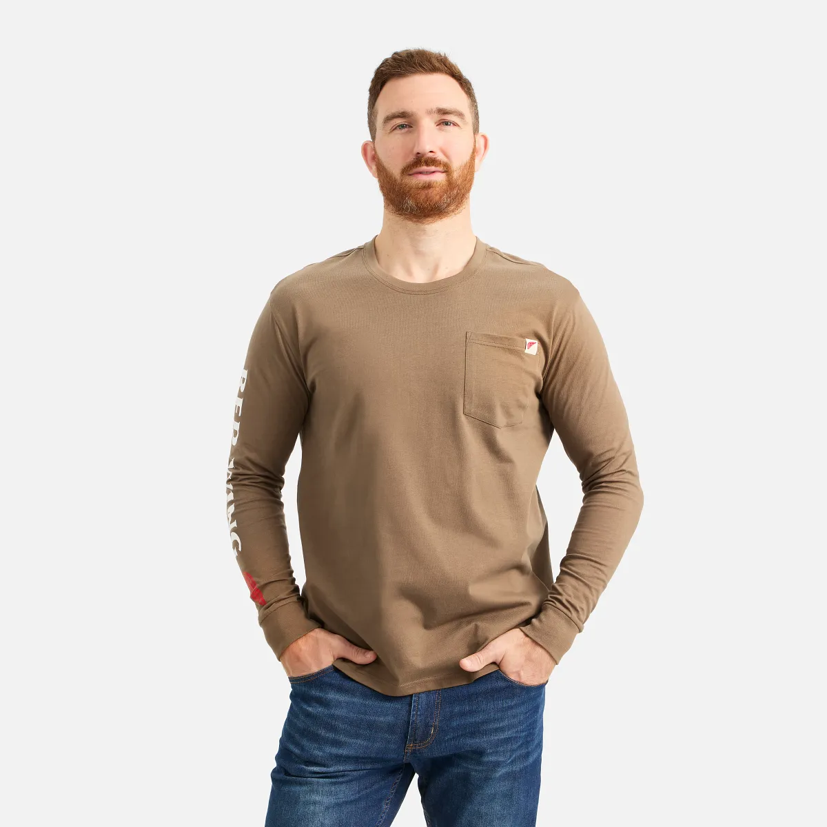 Long Sleeve Pocket T-Shirt with Sleeve Print Men's Long Sleeve T-Shirt in Black - Image 7