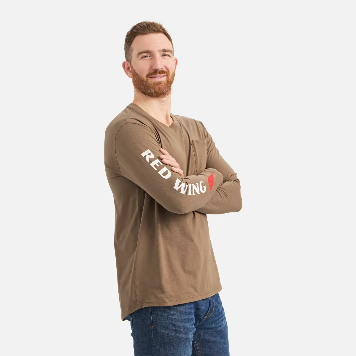Long Sleeve Pocket T-Shirt with Sleeve Print Men's Long Sleeve T-Shirt in Black - Image 8