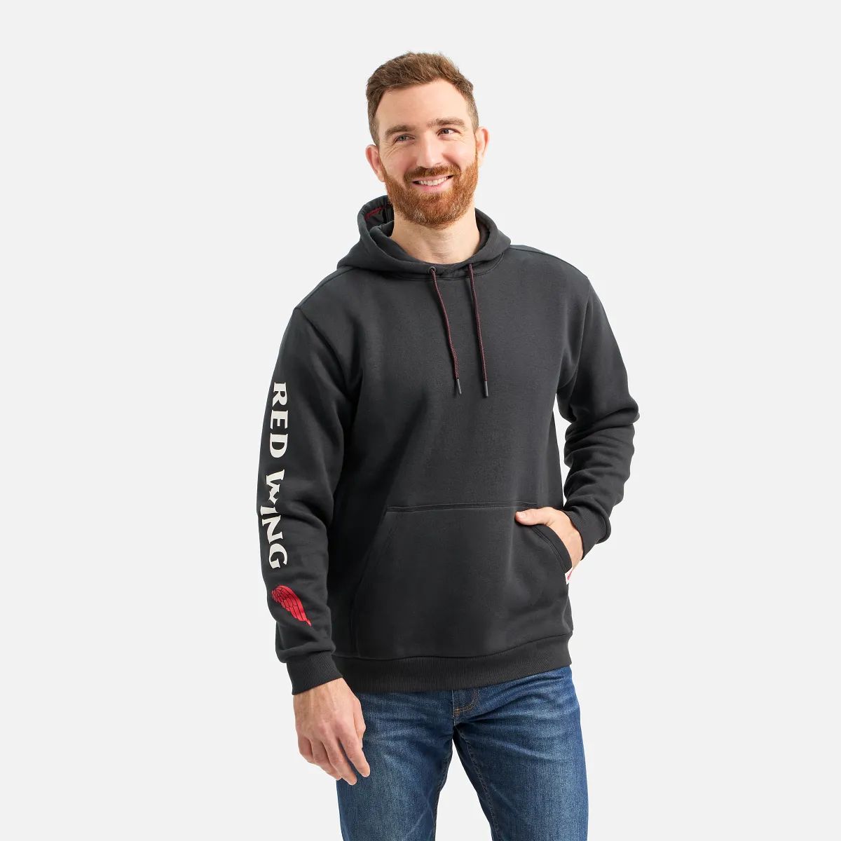 Hoodie with Sleeve Print Men's Hoodie in Black - Image 2