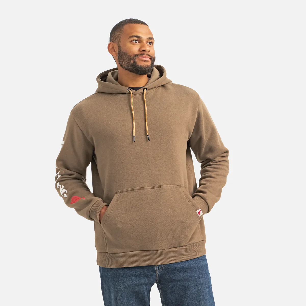 Hoodie with Sleeve Print Men's Hoodie in Black - Image 16